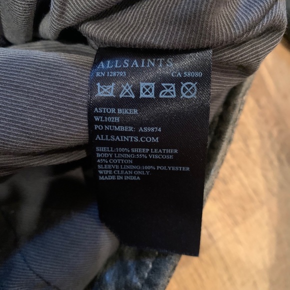 All Saints Quilted Leather Astor Biker Jacket NWT - Picture 6 of 6